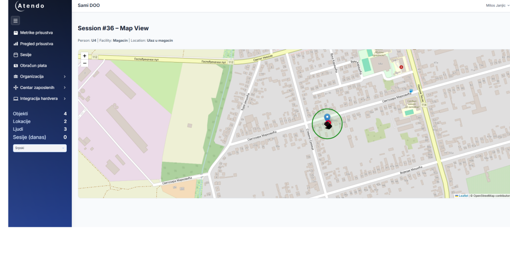 Atendo GPS verifikacija lokacije za terenski rad